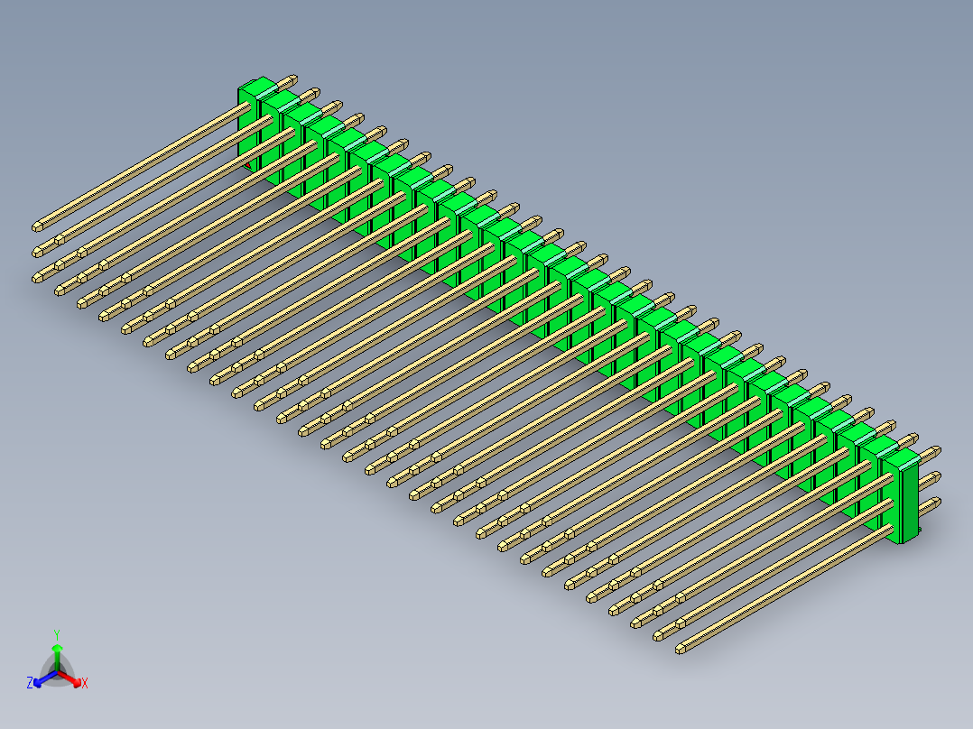 彩色公头100mil（2.54mm）系列-DS1021_green_3x30p_100mil_Type43_rev1.0主视图