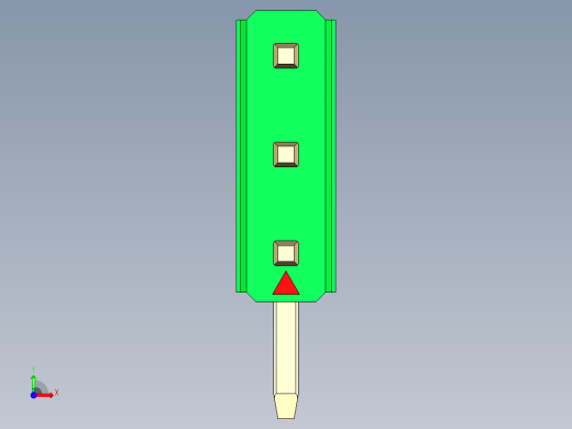 彩色公排针 100mil 2.54mm 系列-DS1022_green_3x01p_100mil_TypeD_rev1.0前视缩略图