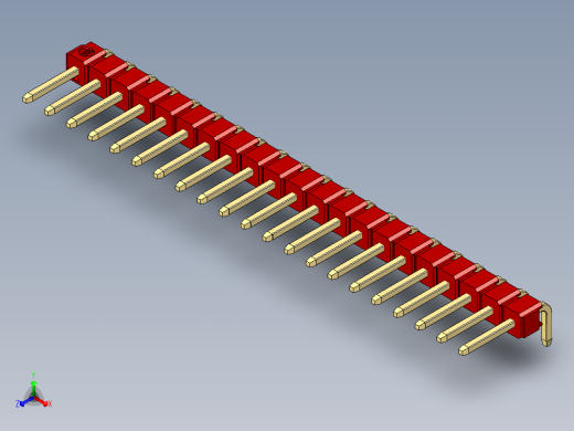 彩色公排针 100mil 2.54mm 系列-DS1022_red_1x21p_100mil_TypeD_rev1.0