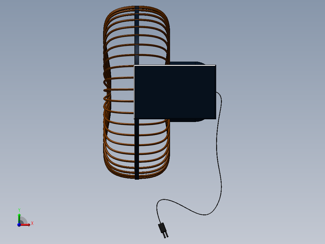 带电线的风扇前视图