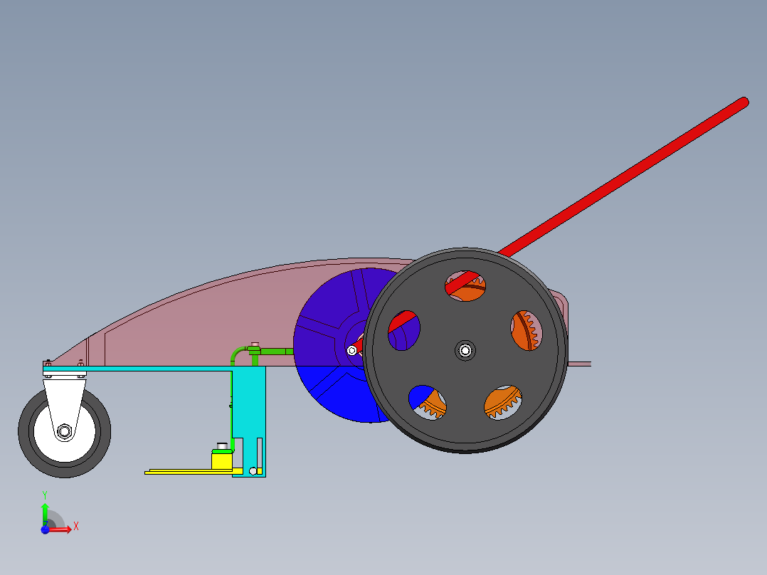 手推式割草机模型设计含三维二维说明书前视图
