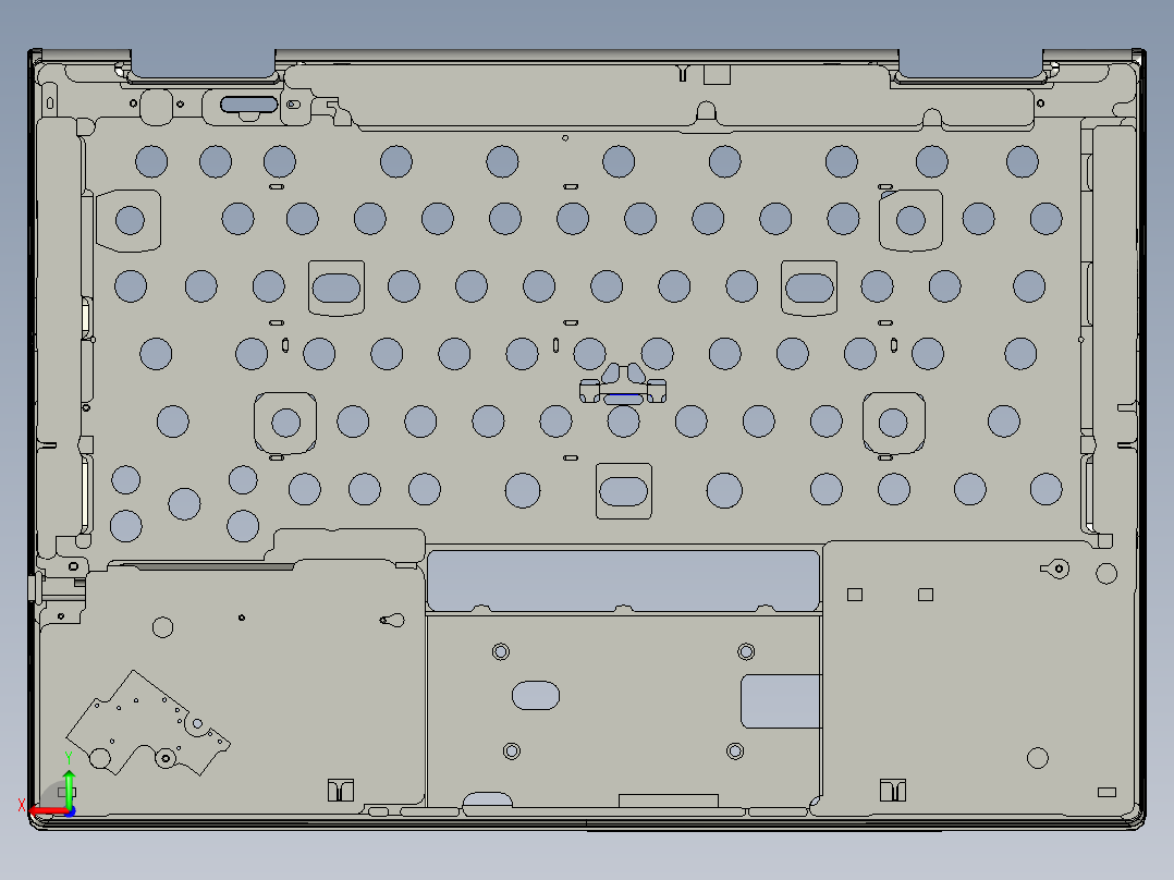 锻压笔记本C壳铣键盘框UG程序模型后视图