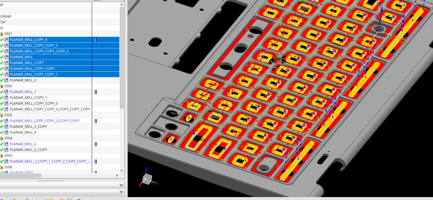 锻压笔记本C壳铣键盘框UG程序模型