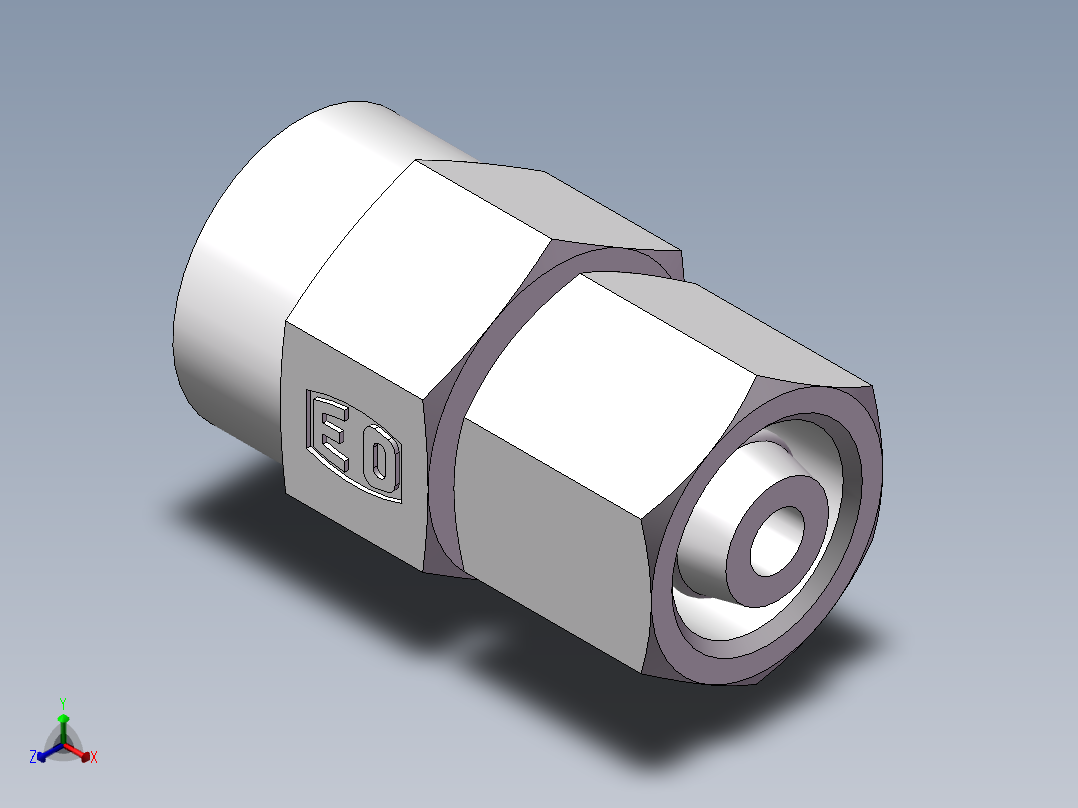 压力表接头-带螺母、7BC-04-14GDK+S正等轴测图