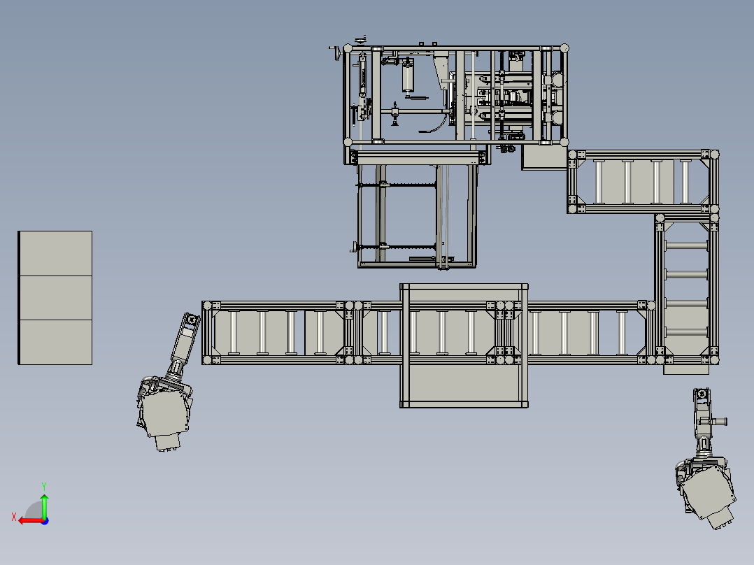 装箱打包定位机构后视图