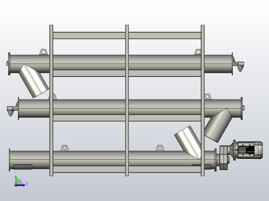 螺杆输送机在货架上组装和储存左视图