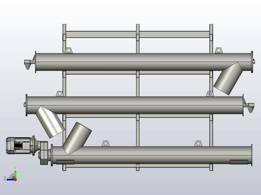 螺杆输送机在货架上组装和储存右视图