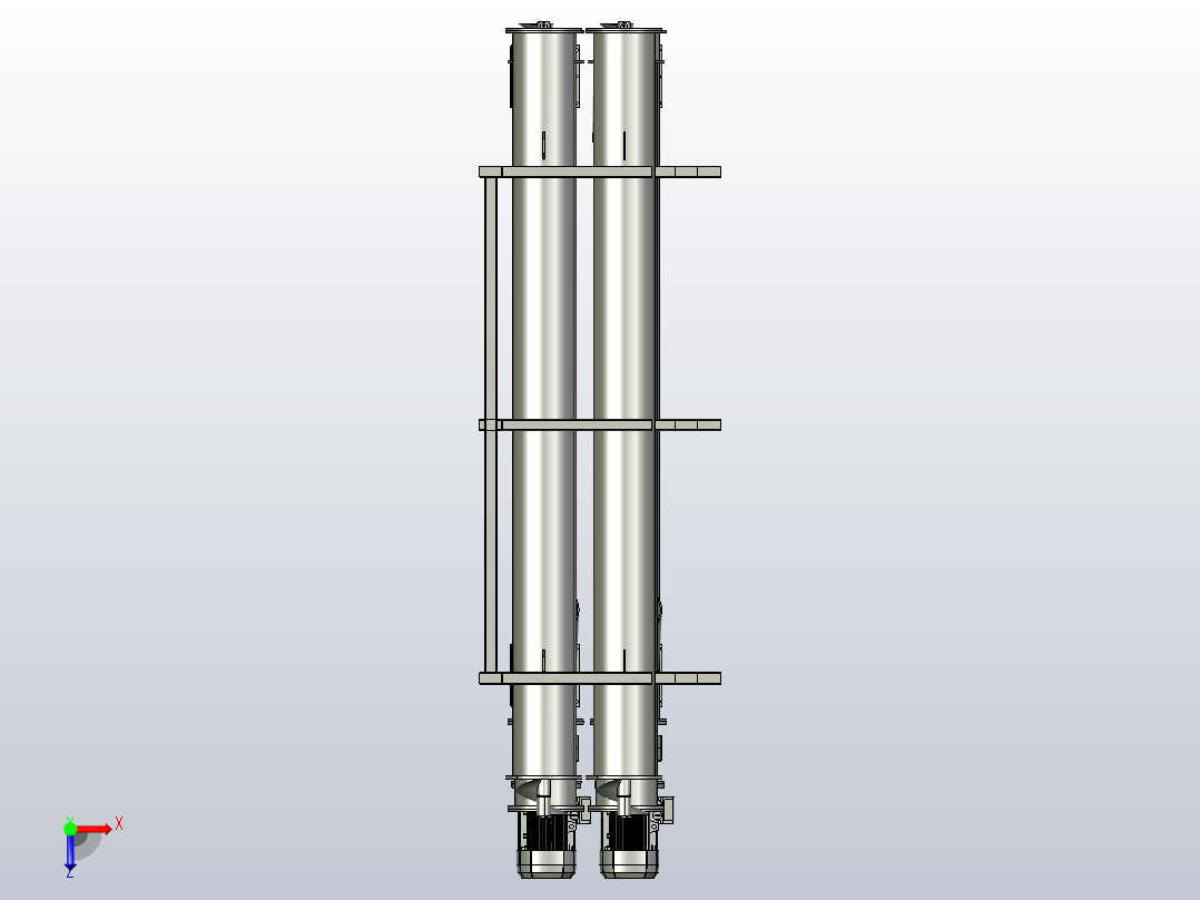 螺杆输送机在货架上组装和储存俯视图