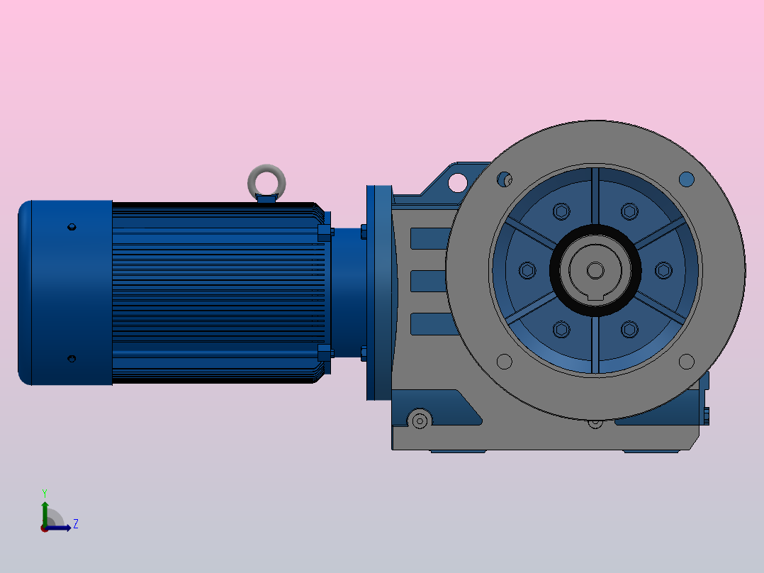 KAF87轴输入的螺旋锥齿轮减速机KAF87-YV1.5-6P-126.68-M1-0°-B左视图