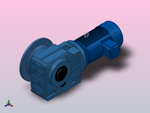 KAF87轴输入的螺旋锥齿轮减速机KAF87-YV1.5-6P-126.68-M1-0°-B正等轴测缩略图