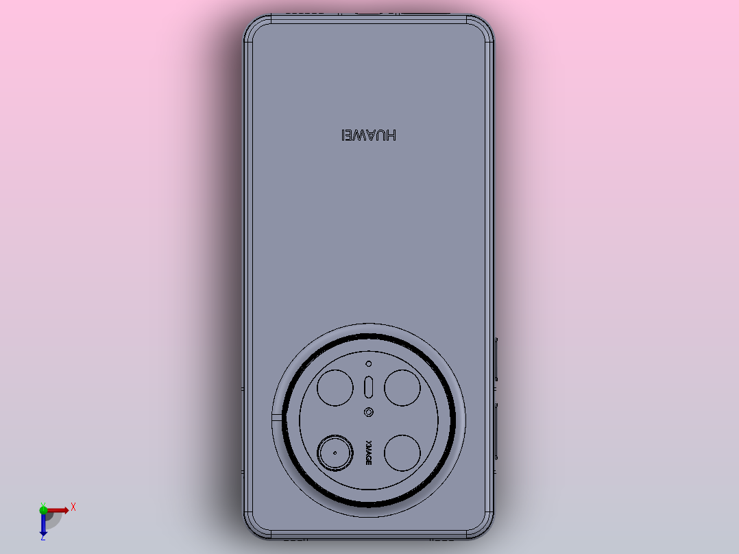 华为 Mate 70 Pro王炸登场，3D模型分享（SolidWorks模型+犀牛模型）俯视图