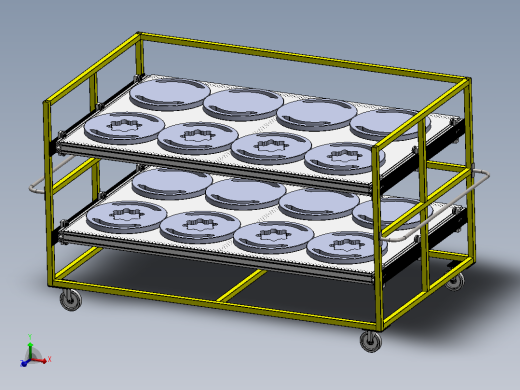 带双抽屉的物料搬运手推车3D图纸 Solidworks设计