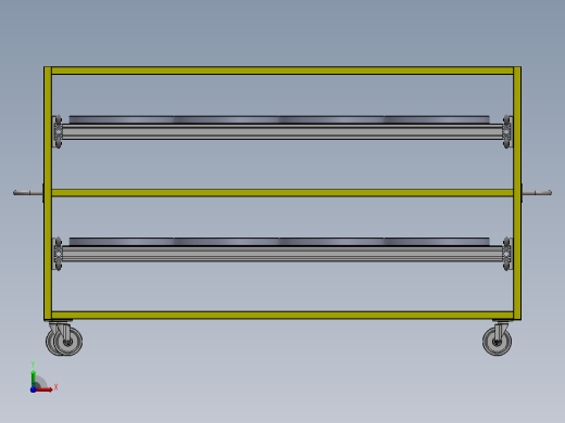 带双抽屉的物料搬运手推车3D图纸 Solidworks设计前视缩略图