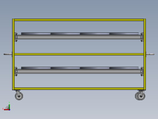 带双抽屉的物料搬运手推车3D图纸 Solidworks设计后视缩略图