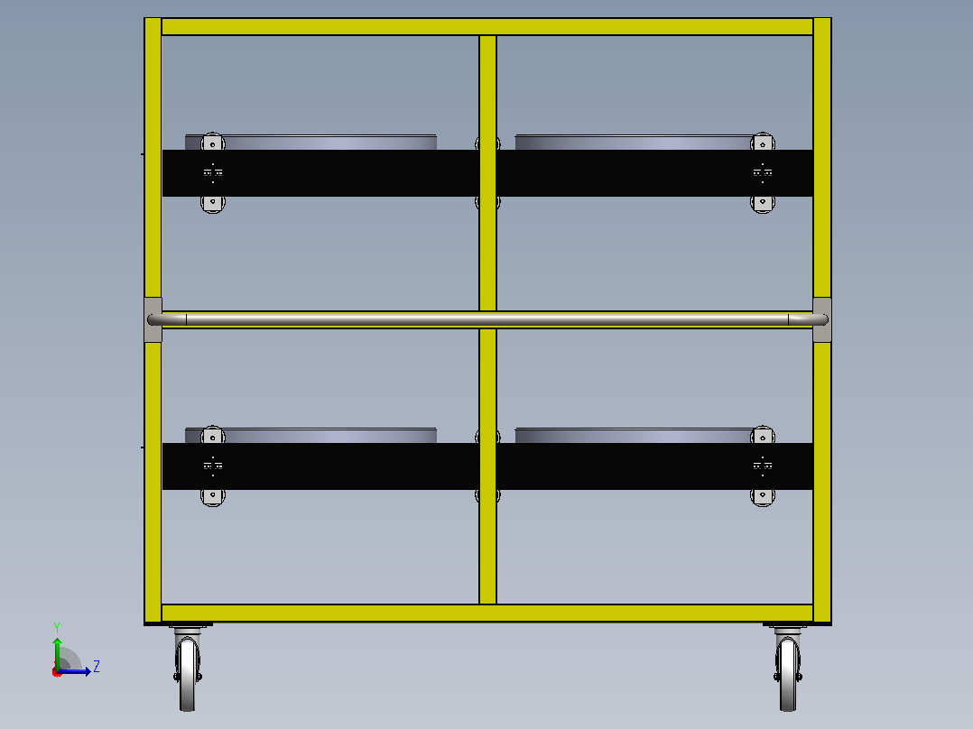 带双抽屉的物料搬运手推车3D图纸 Solidworks设计左视图