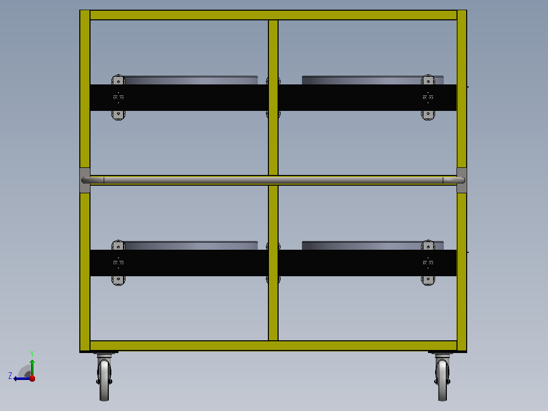 带双抽屉的物料搬运手推车3D图纸 Solidworks设计右视图