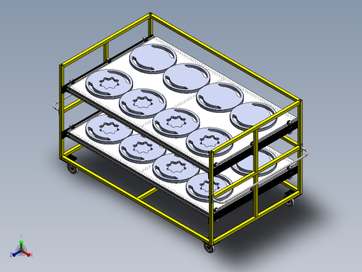 带双抽屉的物料搬运手推车3D图纸 Solidworks设计正等轴测缩略图