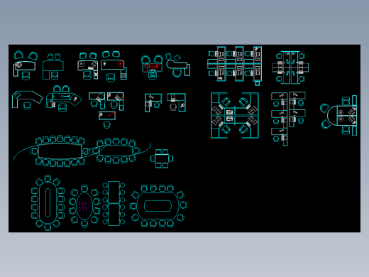 建筑设计及装潢设计常用图块（办公桌）