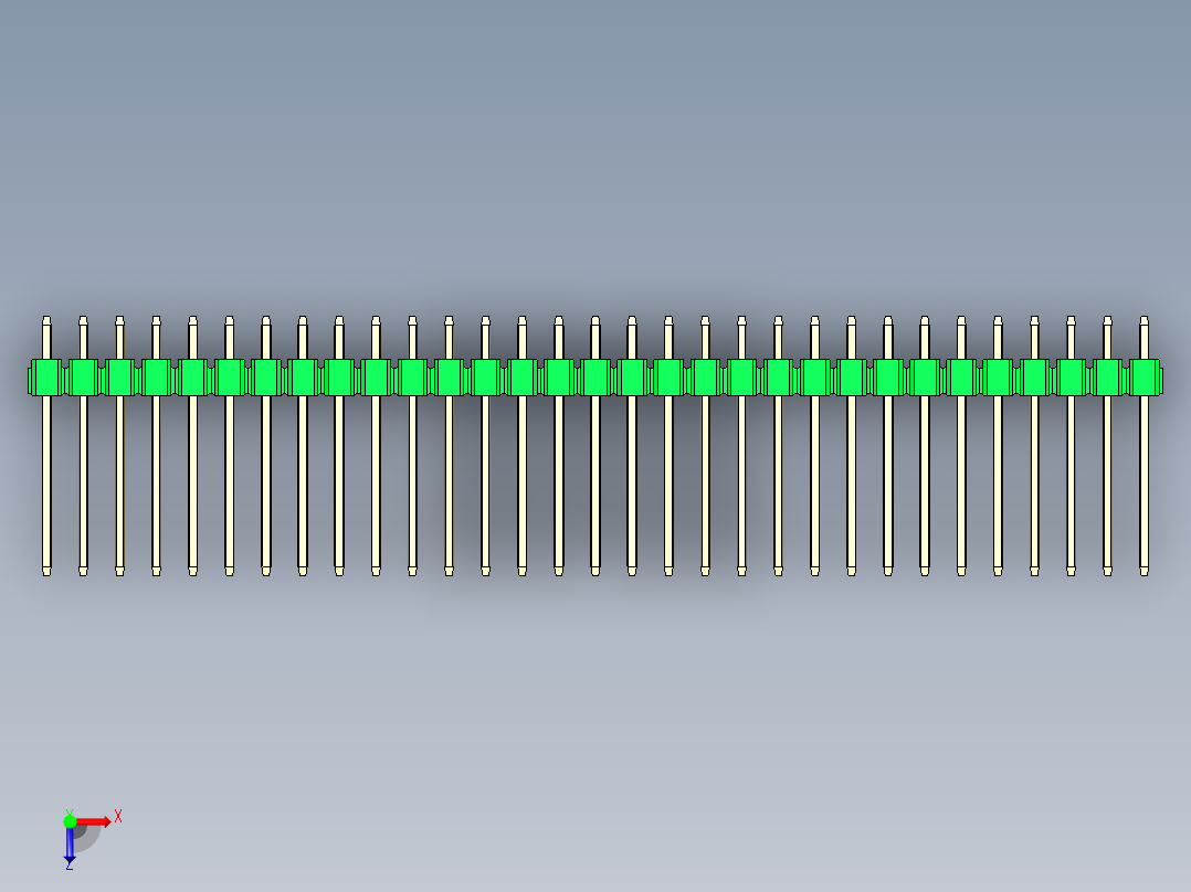 彩色公头100mil（2.54mm）系列-DS1021_green_1x31p_100mil_Type5_rev1.0俯视图