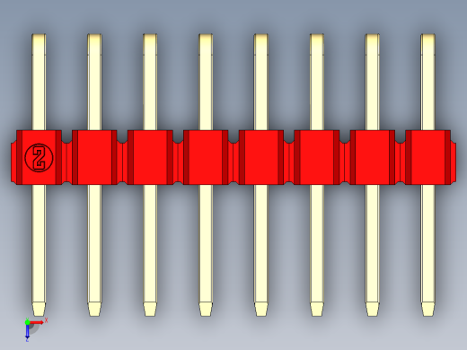 彩色公排针 100mil 2.54mm 系列-DS1022_red_2x08p_100mil_TypeD_rev1.0俯视缩略图