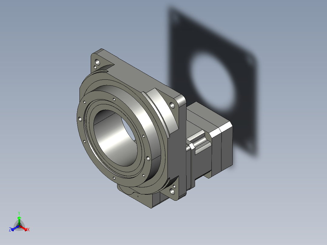中空旋转平台KFN200-L2-50-NM5配单级斜齿减速机正等轴测图