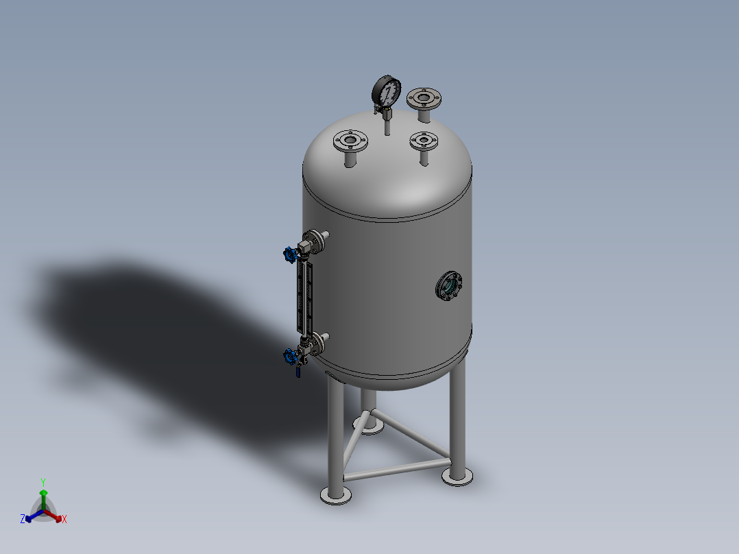 0.5立方不锈钢冷凝水罐三维模型