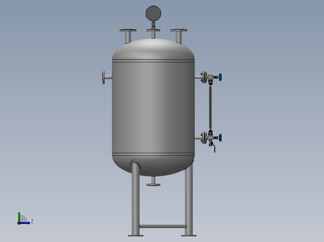 0.5立方不锈钢冷凝水罐三维模型左视图