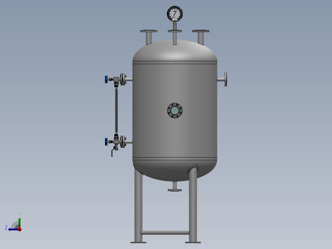 0.5立方不锈钢冷凝水罐三维模型右视图