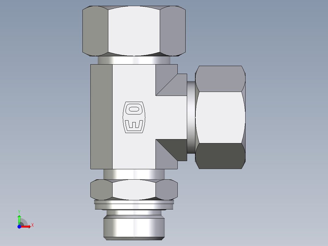 卡套式工业通用硬管接头EO_Adjustable_locknut_run_tee_LEE18ZLMCF前视图