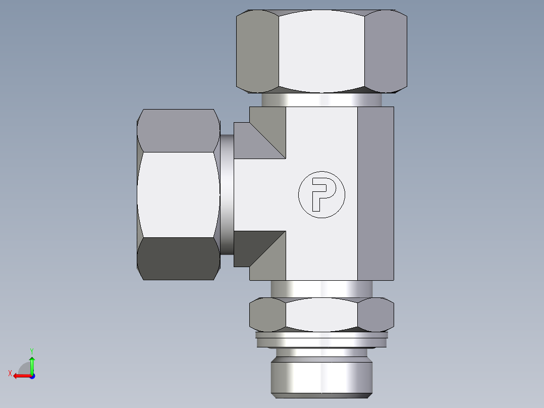 卡套式工业通用硬管接头EO_Adjustable_locknut_run_tee_LEE18ZLMCF后视图