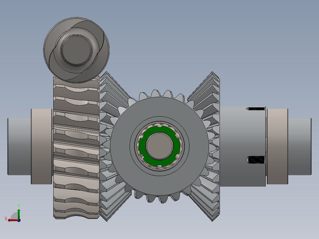 带减速蜗轮的差速齿轮箱后视图