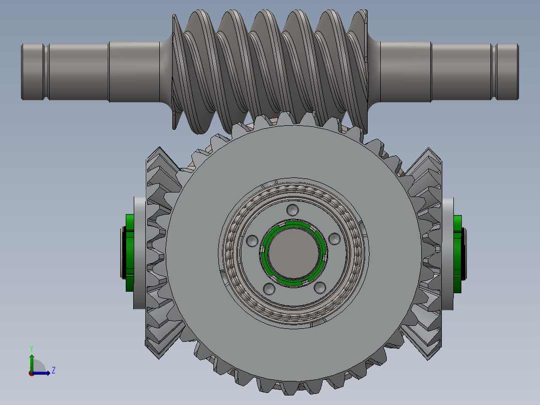 带减速蜗轮的差速齿轮箱左视图