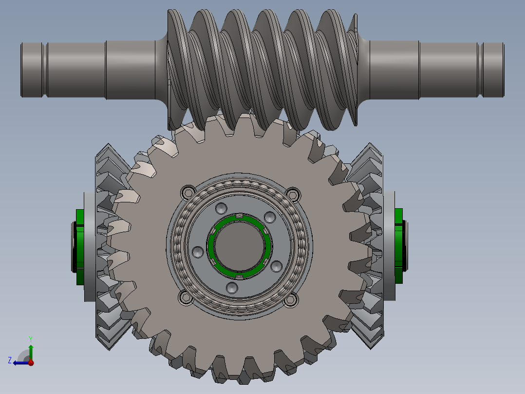 带减速蜗轮的差速齿轮箱右视图