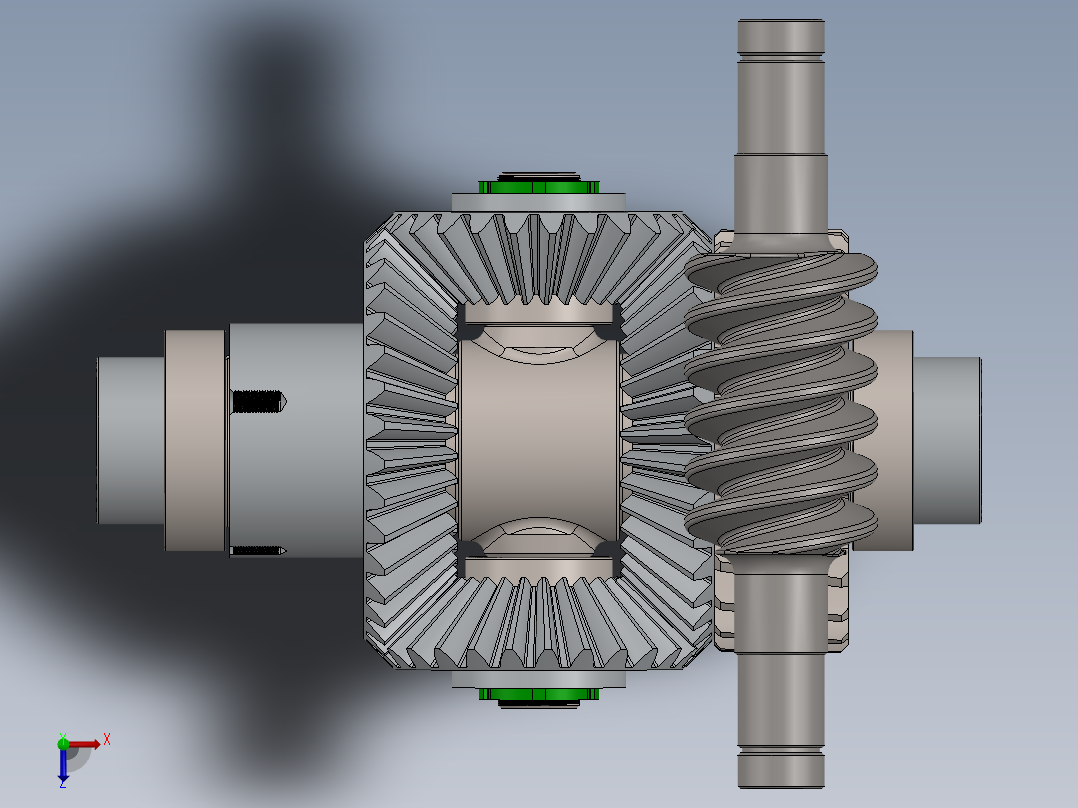 带减速蜗轮的差速齿轮箱俯视图