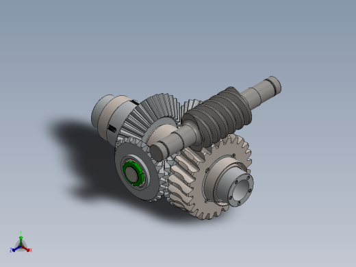 带减速蜗轮的差速齿轮箱正等轴测缩略图