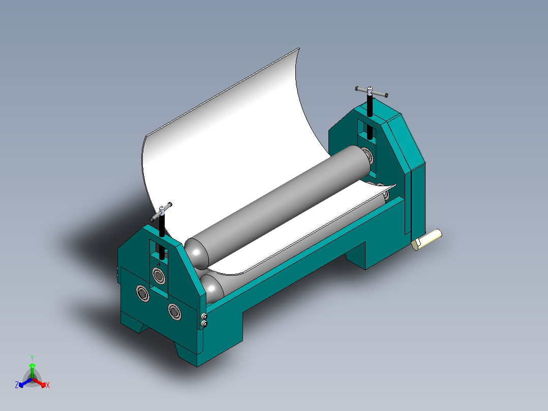 手动卷板机sw19可编辑正等轴测图