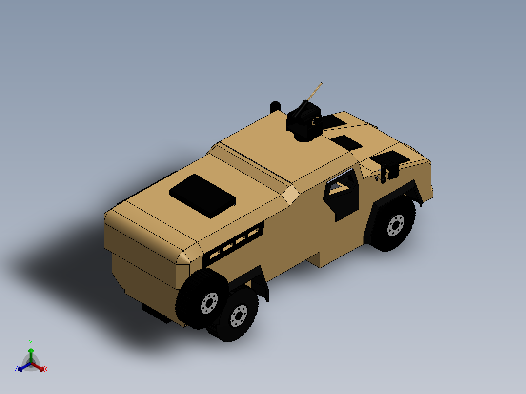 A0003030-4x4 轮胎战术装甲车 (TTZA) 概念设计正等轴测图