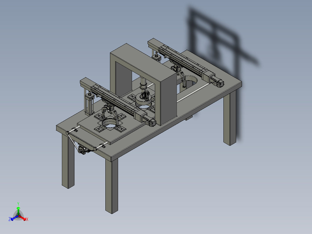 风扇扣环组装系统正等轴测图