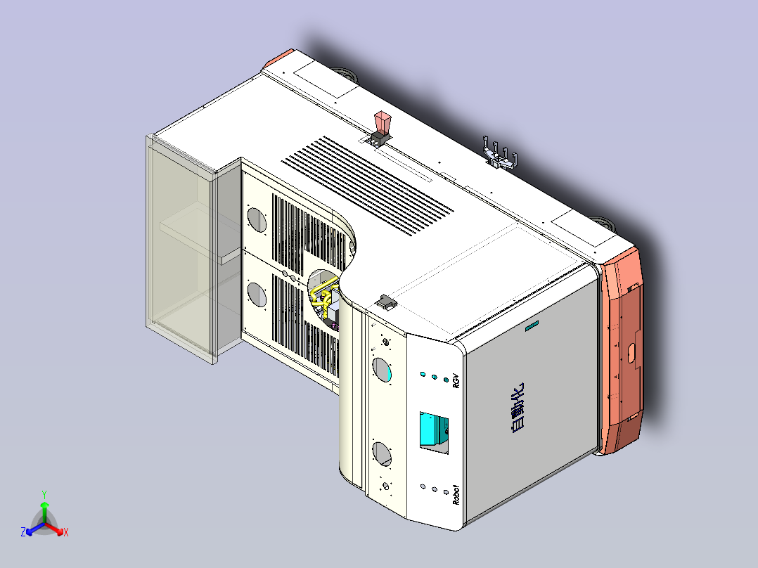 RGV小车集成轨道式车载机器人3D图纸正等轴测图