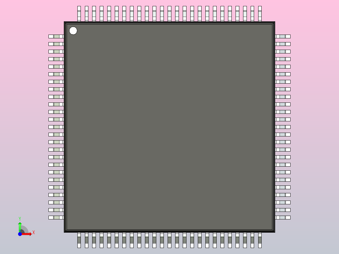 QFP 封装（四方扁平封装）QFP50P1600X1600X120-100N前视图