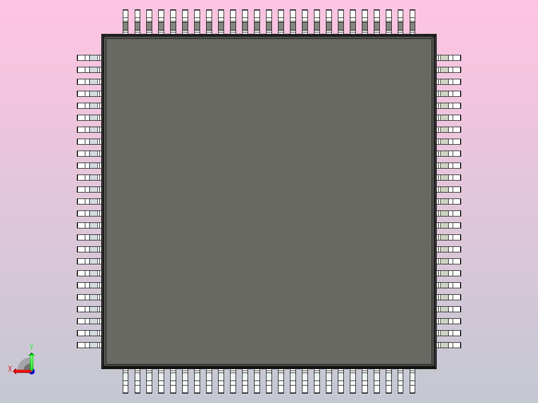 QFP 封装（四方扁平封装）QFP50P1600X1600X120-100N后视图