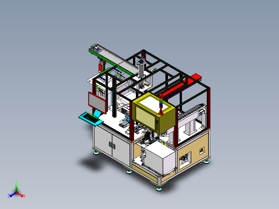 自动折盒贴标机sw16可编辑正等轴测图