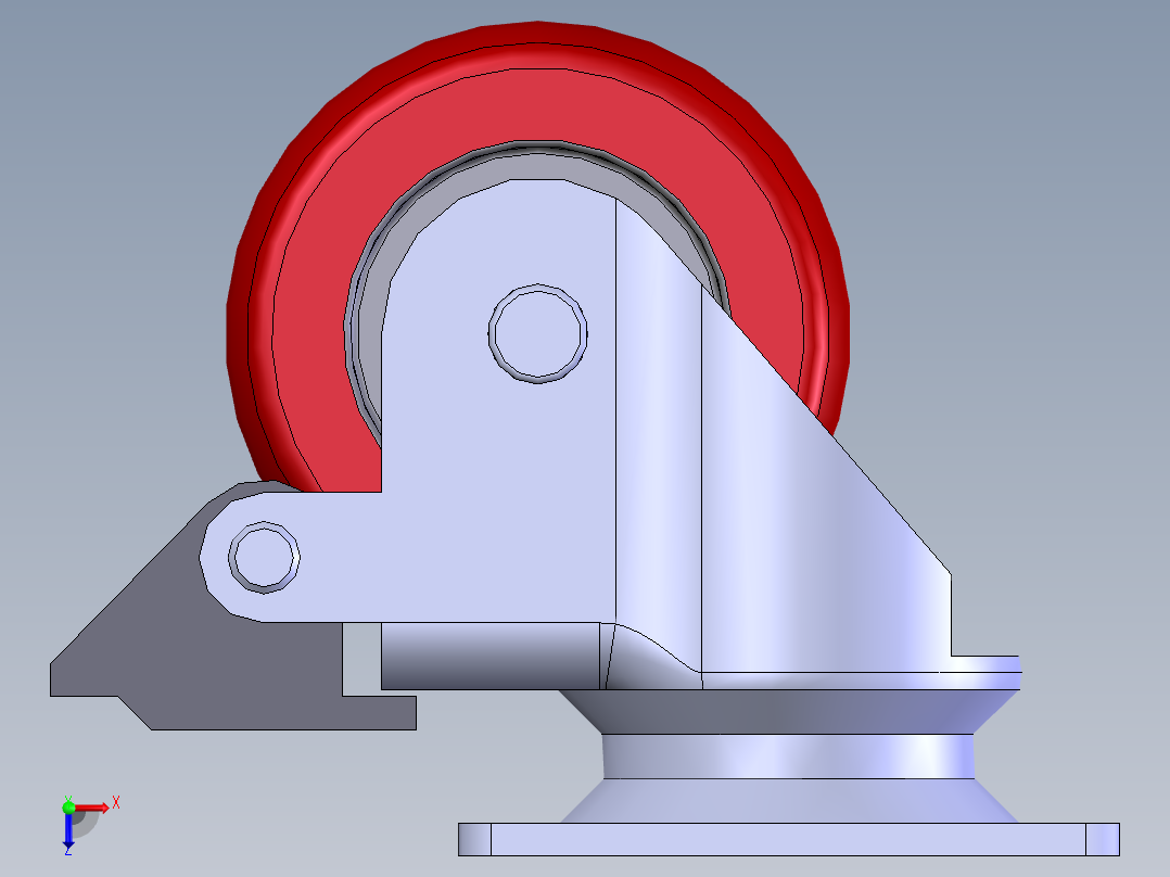 环球脚轮(双刹)俯视图