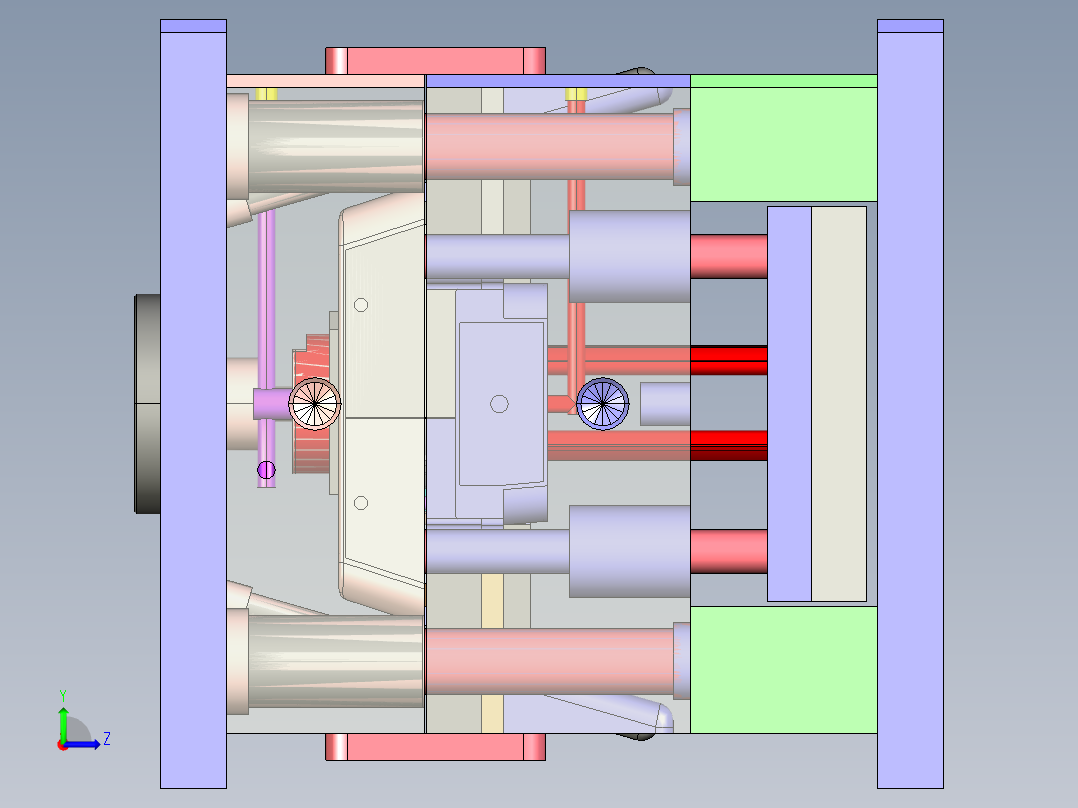 汽车前雾灯饰圈全套模具图左视图