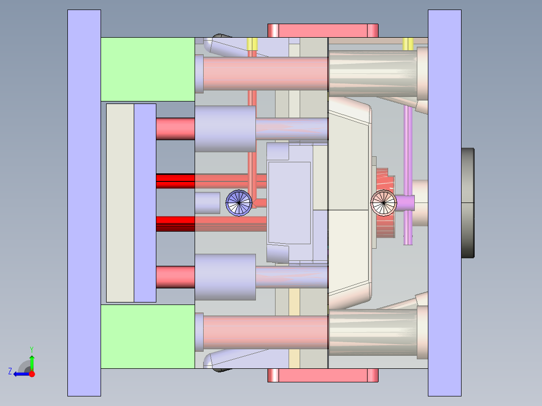 汽车前雾灯饰圈全套模具图右视图