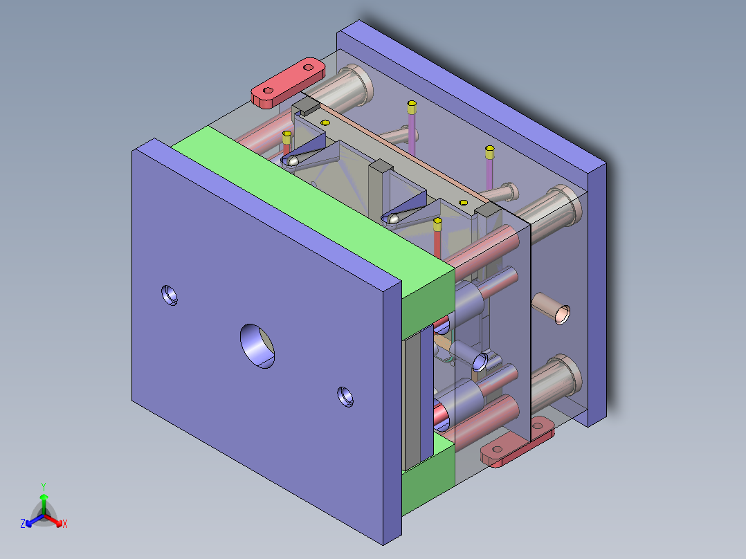 汽车前雾灯饰圈全套模具图正等轴测图
