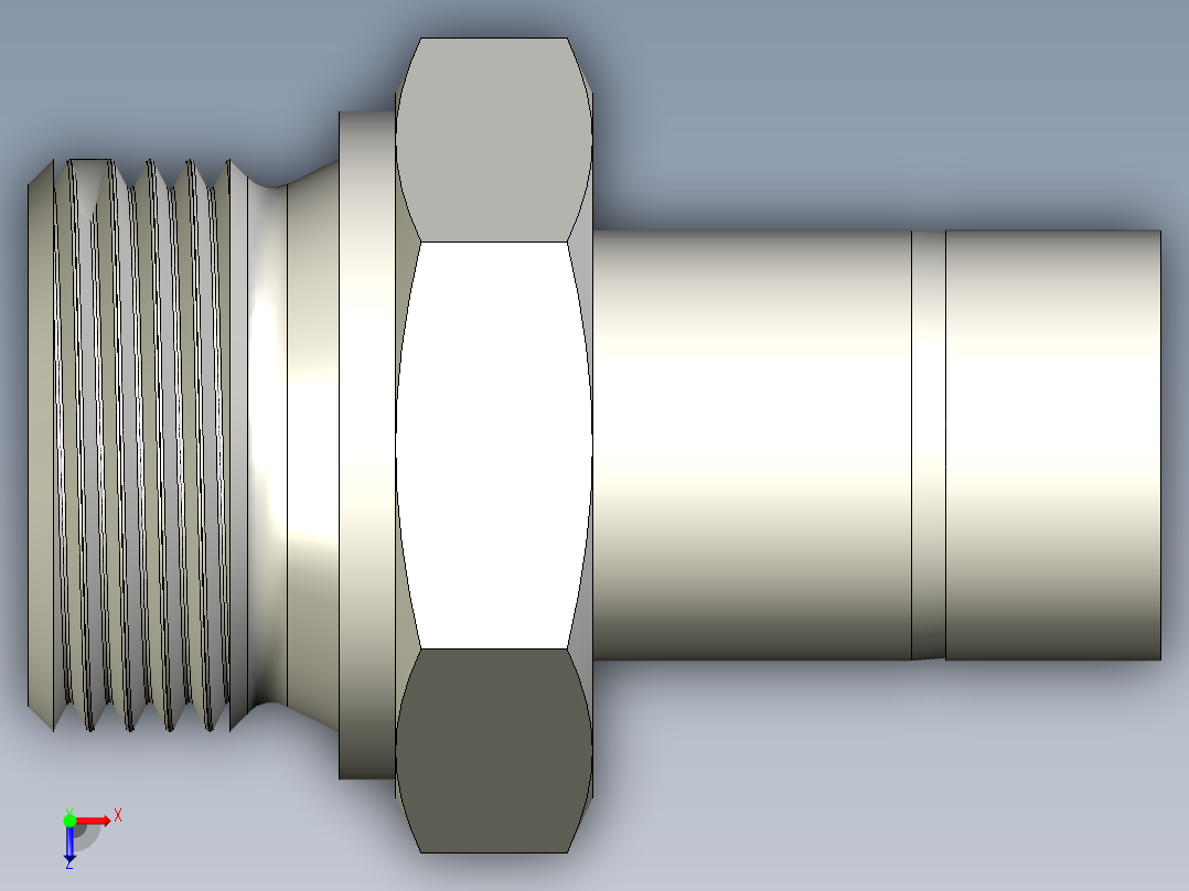 不锈钢Hy-Lok管接头，外螺纹管接头，25 mm管外径x 1英寸俯视图