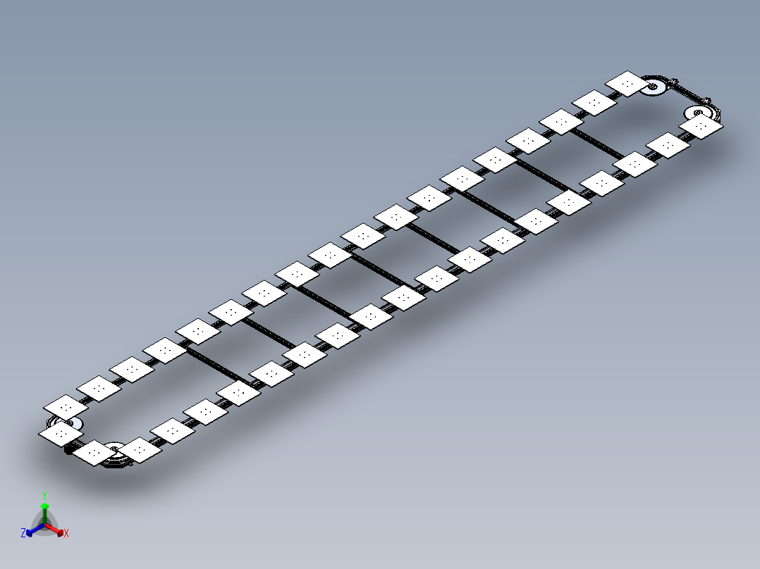 矩形链条v44圆弧612中心距723.9工位数40正等轴测图