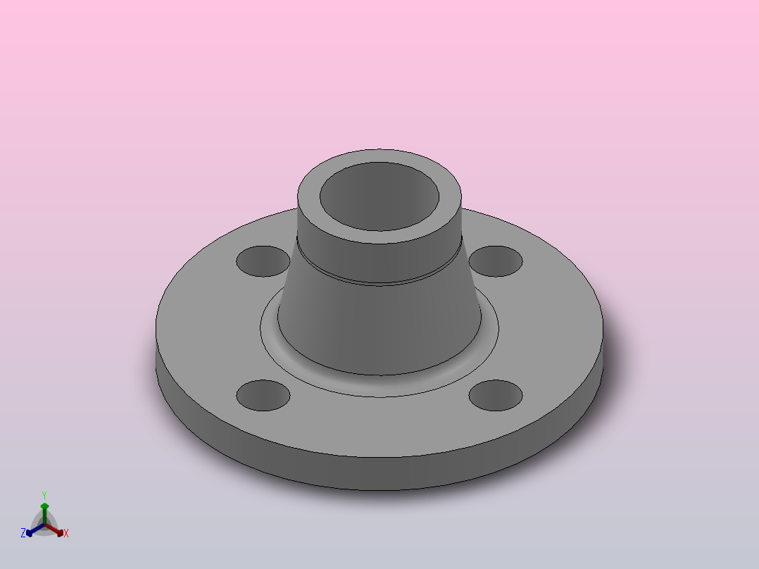 凸面整体钢制管法兰_法兰 DN40-PN10 M 1正等轴测图