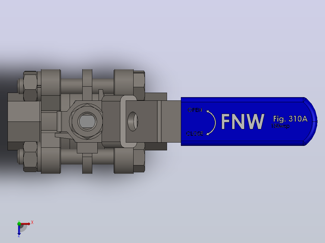 FNW-FNW310AB三片式内螺纹球阀俯视图